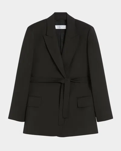 Max Mara Belted Woollen Cloth Blazer In Black
