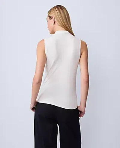 Ann Taylor Sleeveless V-neck Top In White