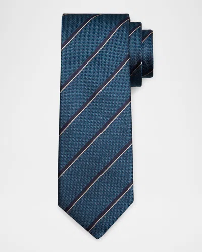 Canali Men's Textured Multi-stripe Silk Jacquard Tie In Blue