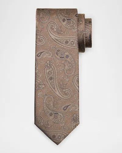 Canali Paisley Silk Tie In Brown