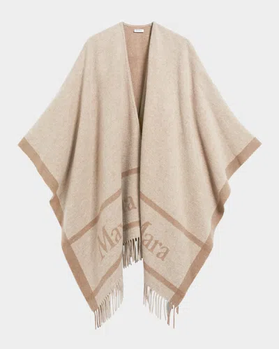 Max Mara Hilde Wool Fringe Poncho In Brown