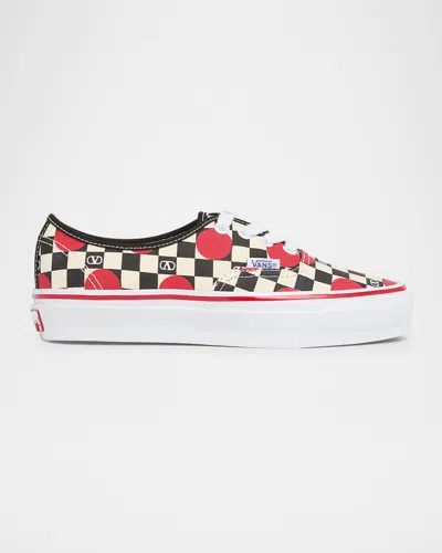 Valentino Garavani And Vans Low-top Trainer In Fabric With Vlogo Checkerboard Print And Polka Dot De In Multi