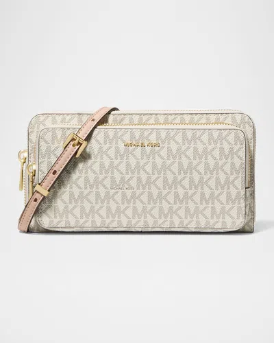 Michael Michael Kors Jet Set Large Logo Continental Crossbody Bag In Neutral