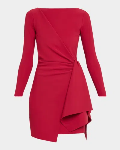 Chiara Boni La Petite Robe Draped Boat-neck Mini Dress In Red