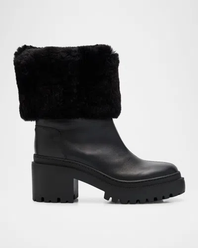 Giuseppe Zanotti Leather Ankle Boots With Shearling Cuff In Black
