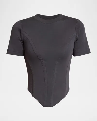 Balenciaga Corseted Short-sleeve T-shirt In Black