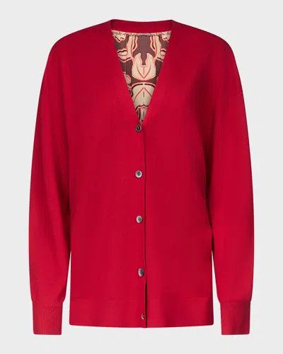 Diane Von Furstenberg X Henry Zankov Murano Oversized Silk-back Cardigan In Red