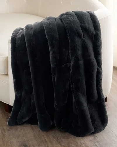Gorski Faux Rex Rabbit Throw, 60" X 72" In Black