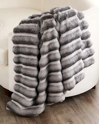 Gorski Faux Chinchilla Throw, 60" X 72" In Gray