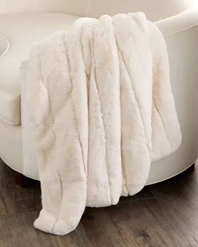 Gorski Faux Rex Rabbit Throw, 60" X 72" In White
