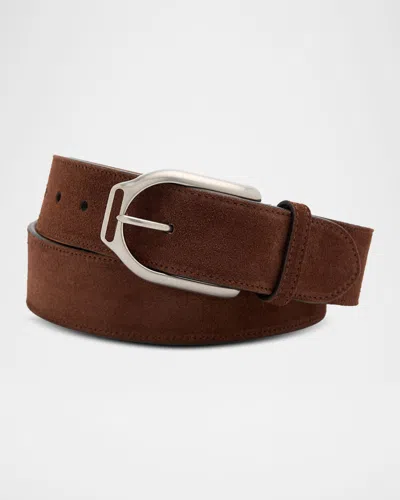Ralph Lauren Men's Welington Stirrup-buckle Calf Suede Belt