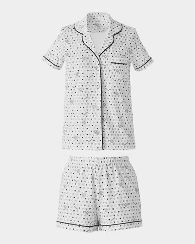 Mackage X Roller Rabbit X Roller Rabbit Heart-print Cotton Pajama Set In White