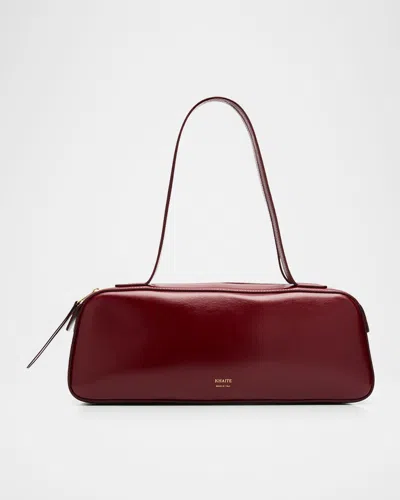 Khaite Simona Crinkled Patent-leather Shoulder Bag In Burgundy