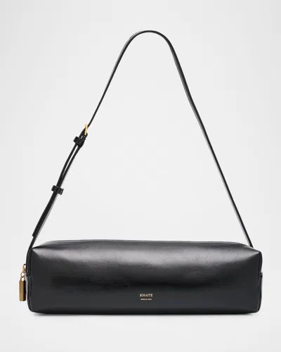 Khaite Kye Glossed-leather Shoulder Bag In Black