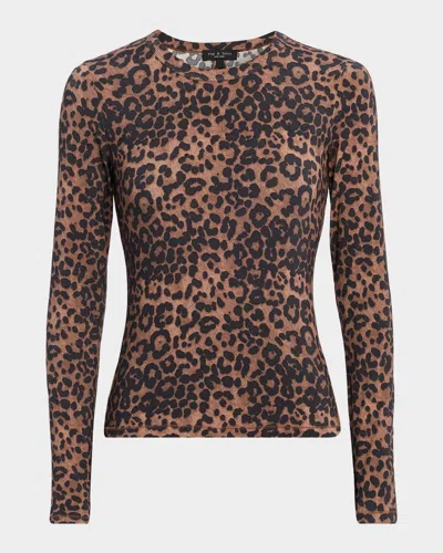 Rag & Bone Luca Long-sleeve Leopard Tee In Brown