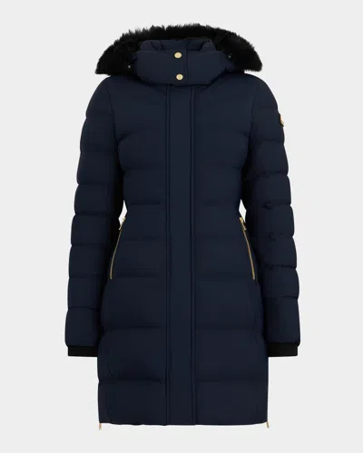 Moose Knuckles Watershed 3 Down Parka With Removable Hood In Blue