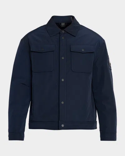 Moose Knuckles Jacque Bunny Water Resistant Faux Fur Lined Shirt Jacket In Blue