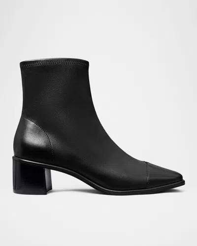 Tory Burch Cap-toe Leather Ankle Boots In Black