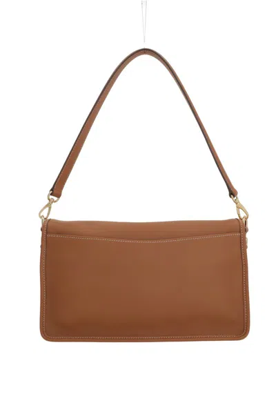 Miu Miu Leather Penny Shoulder Bag With Adjustable Strap In Brown