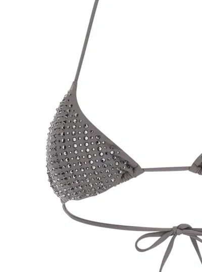 Venuja Grey Bikini With Triangle Design And All-over Stud Decorations In Tech Fabric Womsn In Gray