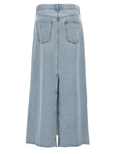 Agolde Hilla Mid-rise Back-slit Maxi Skirt In Practice In Blue