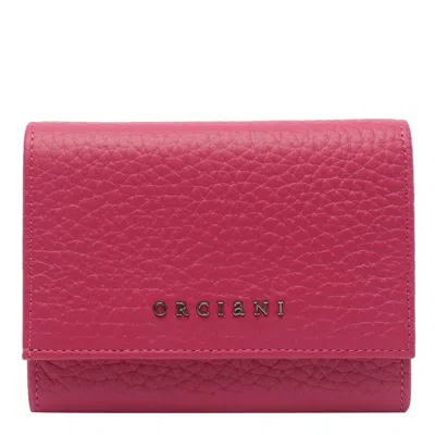 Orciani Textured Finish Wallet With Unique Texture In Pink