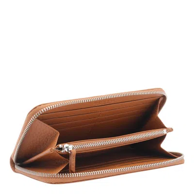 Orciani Textured Finish Zip Purse In Brown