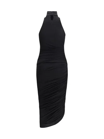Jacquemus Asymmetrical Dress Square In Black