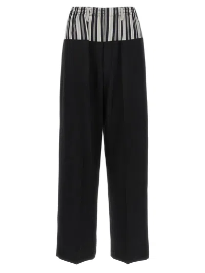 Fendi Wool Crepe Trousers In Black