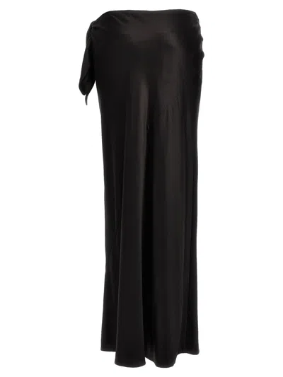 Saint Laurent Bow Detailed Silk Maxi Skirt In Black