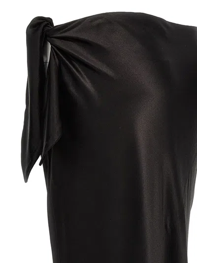 Saint Laurent Bow Detailed Silk Maxi Skirt In Black