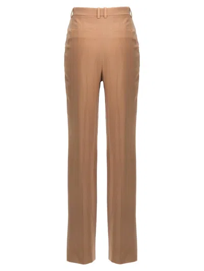 Saint Laurent Silk-georgette Straight-leg Pants In Brown