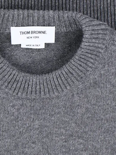 Thom Browne Geese Intarsia Boxy Virgin Wool Crewneck Sweater In Gray