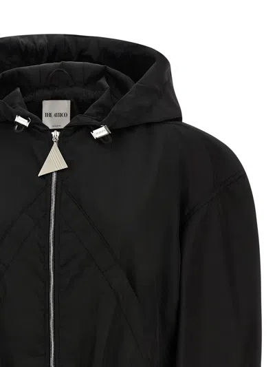 Attico Oversized Black Hooded Bomber Jacket
