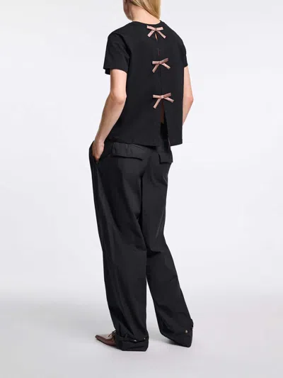 Dorothee Schumacher T-shirt With Satin Bows On The Back In Black