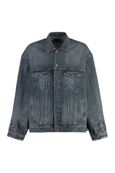Balenciaga Jacket Denim Multiple Pockets In Blue