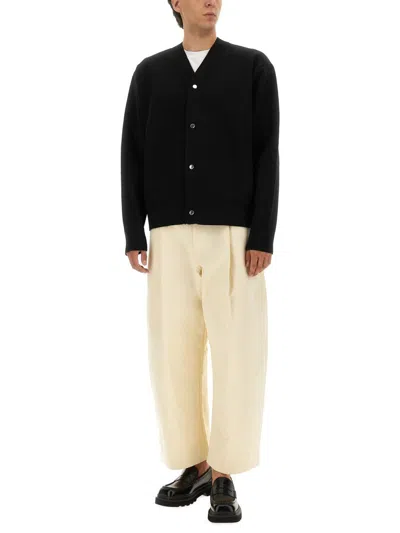 Jacquemus Men Black V-neck Cardigan With J Logo On The Back In Wool Man