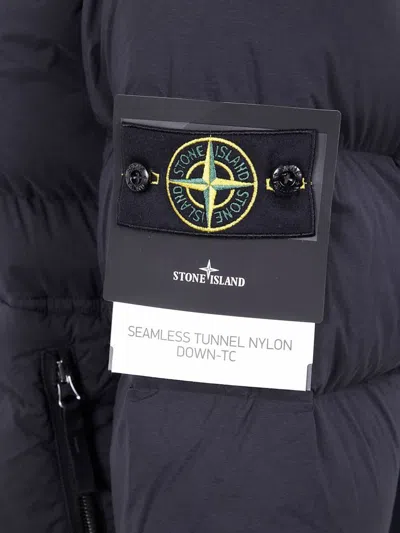 Stone Island Quilted Down Jacket With Ribbed Cuffs And Signature Patch In Black