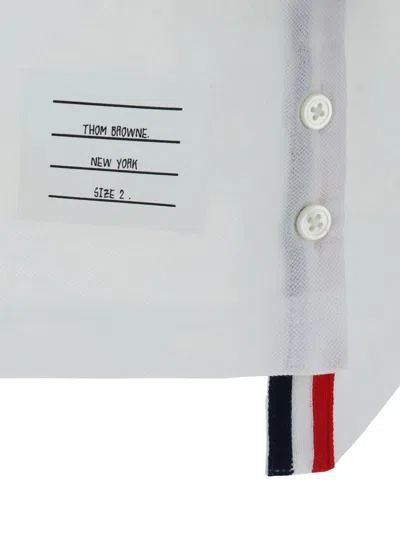 Thom Browne White Cotton Polo Shirt With Tricolor Detailing In White