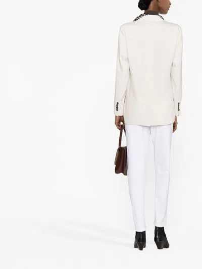 Brunello Cucinelli Double-breasted White Jacket With Notched Lapel In White