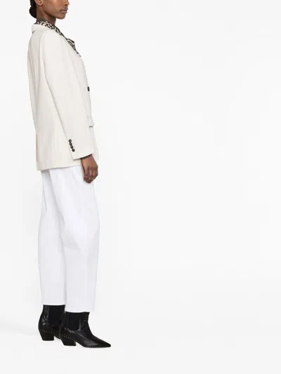 Brunello Cucinelli Double-breasted White Jacket With Notched Lapel In White