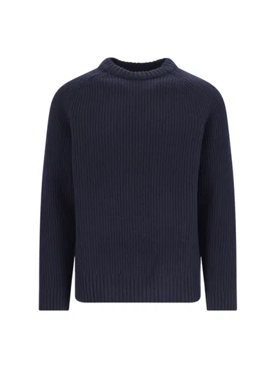 Closed Navy Ribbed Knit Sweater With Crew Neckline In Blue