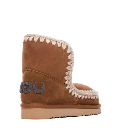 Mou Eskimo 18 Glitter Logo Boots In Brown