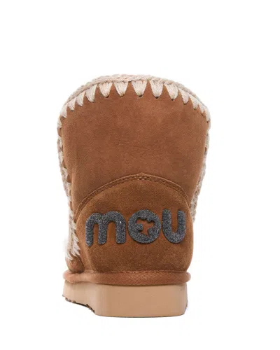 Mou Eskimo 18 Glitter Logo Boots In Brown