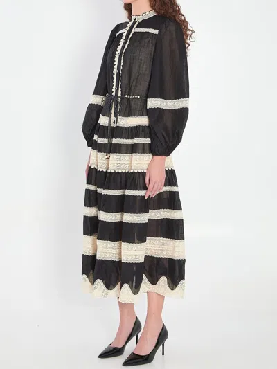 Zimmermann Women's Rhiannon Lace Midi Dress | Size 2 | 3227dss251 In Black