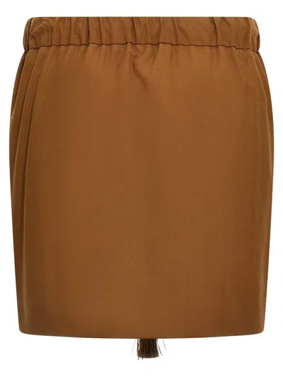 Max Mara Short Length Tassel Detail Skirt In Brown