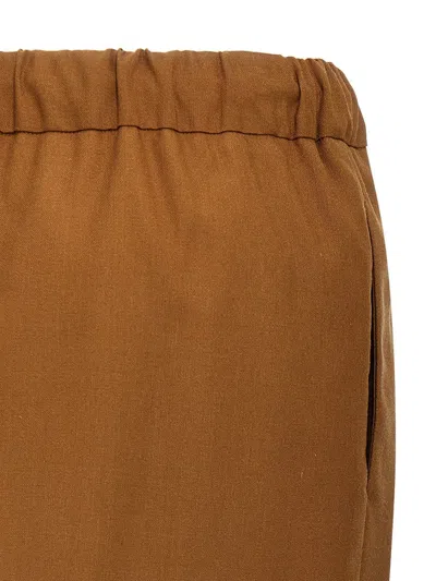 Max Mara Short Length Tassel Detail Skirt In Brown