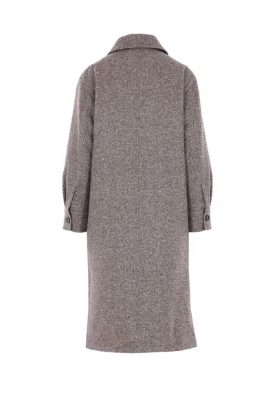 Brunello Cucinelli Virgin Wool And Silk Diagonal Coat In Gray