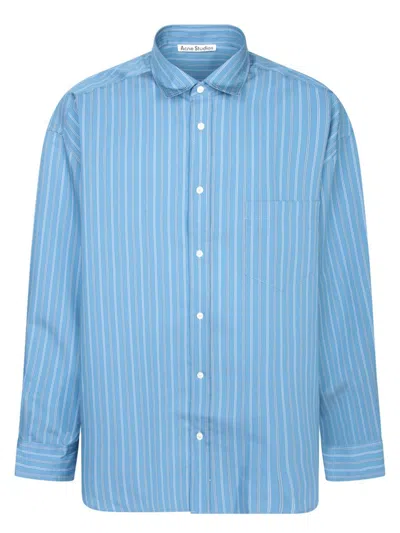 Acne Studios Striped Long Sleeve Button Up Shirt In Blue