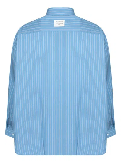 Acne Studios Striped Long Sleeve Button Up Shirt In Blue